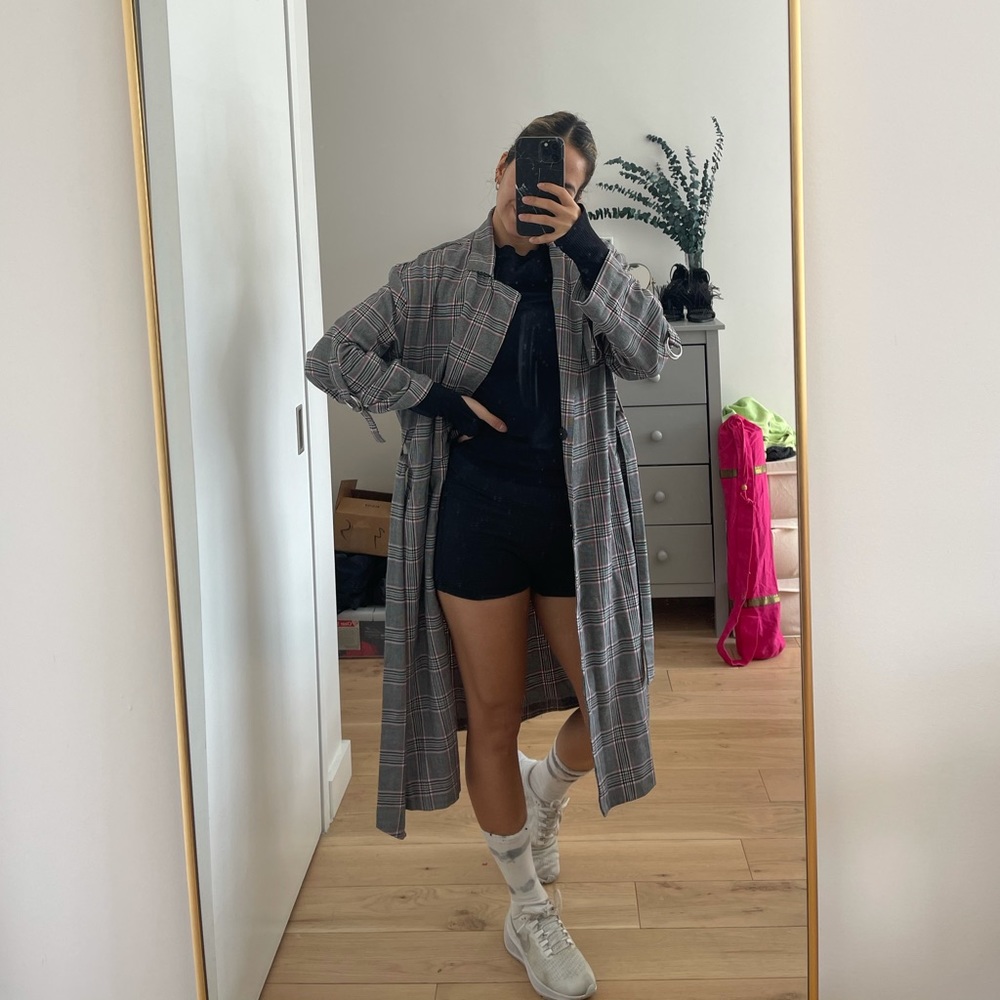 Bershka Plaid Duster Trench SIZE M/L